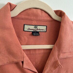 Men's Tommy Bahama 100% Silk Coral Tropical Button Down Short-sleeved Shirt - L